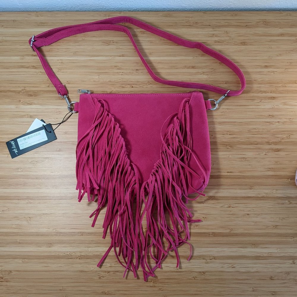 WANT crossbody pink fringe clutch purse bag from NASTYGAL - NWT!
